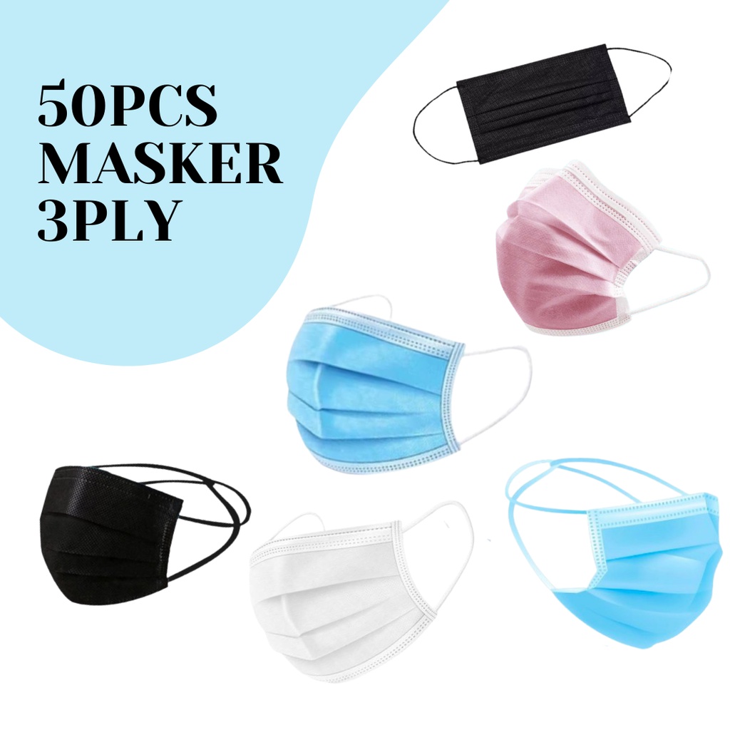 AFM MASKER HIJAB MASKER 3PLY DISPOSABLE FACE MASK 3 PLY  Masker