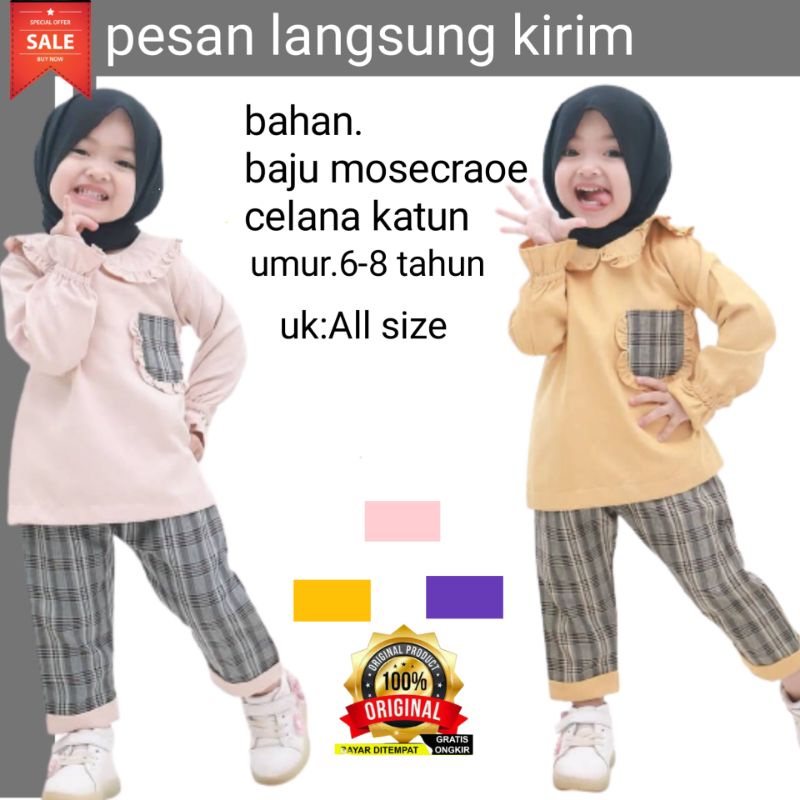 Baju Setelan Anak Perempuan Umur 6 Tahun Setelan Anak Muslim Umur 7 Tahun Pakaian Set Anak Perempuan