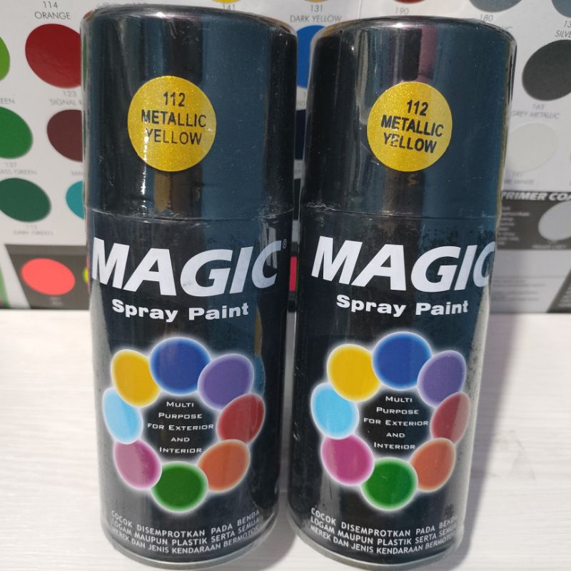 Magic Spray Paint Pilox Pilok Magic Metalic Yellow Kuning Metalik 112 300cc Cat Semprot Serbaguna Magic Ukuran Besar 300 cc