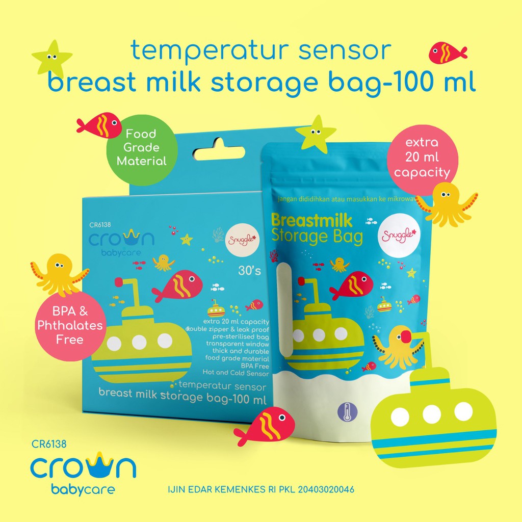 Crown kantong asi doble zipper 100 ml ( 100 ml + extra 20 ml = 120 ml ) BPA FREE