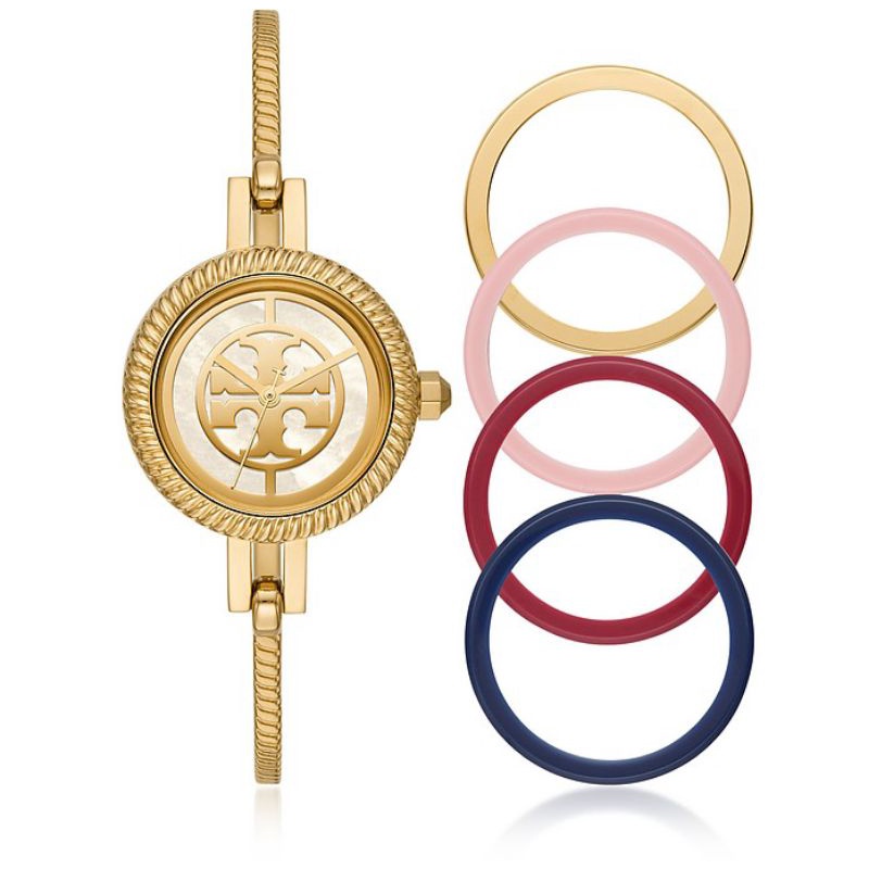 Tory Burch Women Reva Bangle Watch Gift Set , Gold Tone Stainless