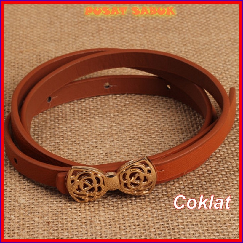 Ikat Pinggang Wanita Women Belt Sabuk Gesper Kulit Gold Tali Fashion kecil Warna per Korea cantik cm