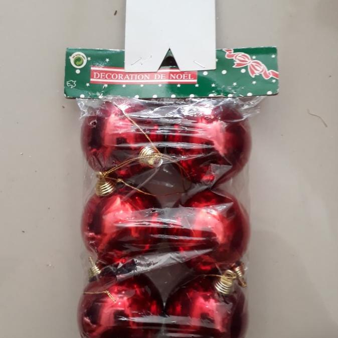 

Hiasan Dekorasi Natal Bola Merah Kilap Shiny Polos 6 Cm Isi 6 Pcs