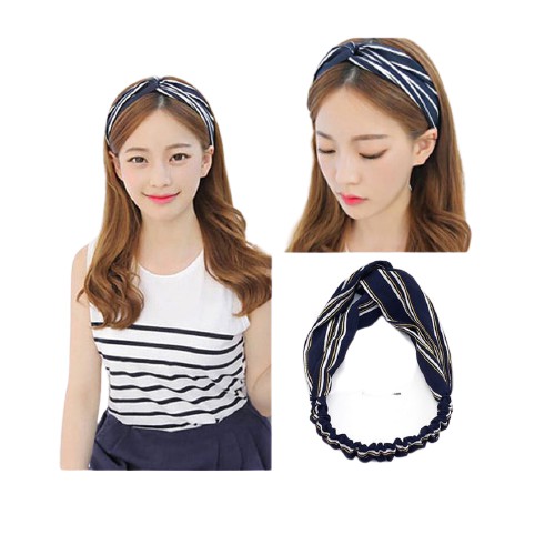 DS B14 BANDO KAIN WANITA MOTIF GARIS BANDO WANITA IMPORT HAIRBAND WANITA