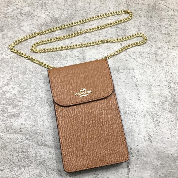 Coach North / South Phone Crossbody In Crossgrain Leather