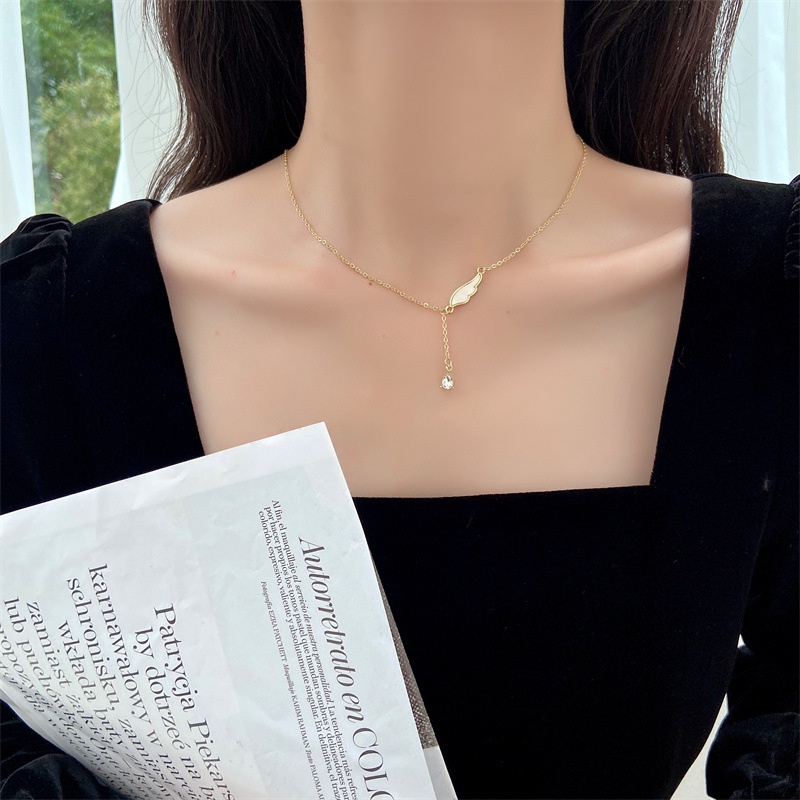 We Flower Chic Gold Crystal Tassel Angel Wing Choker Clavicle Chain Necklace for Women Girls