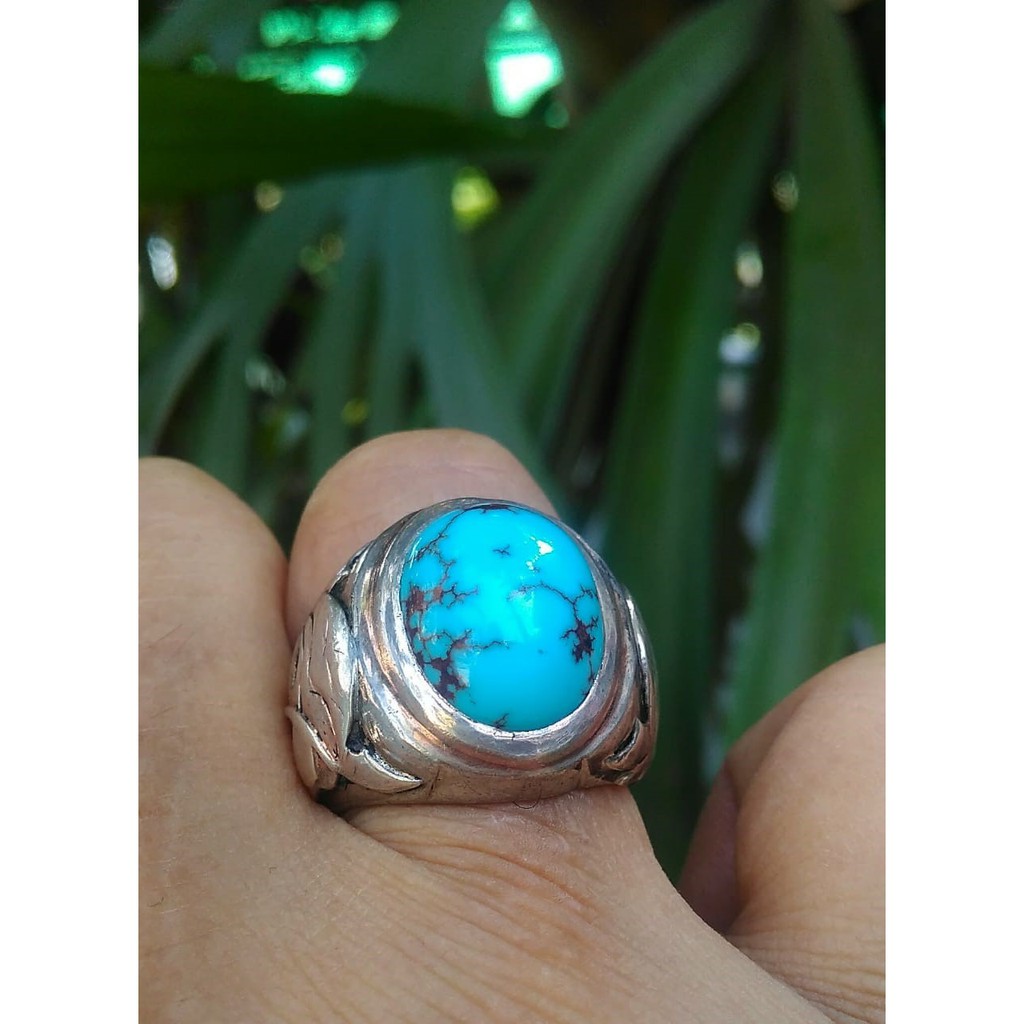 CINCIN BATU AKIK NATURAL PIRUS MESIR RING PERAK