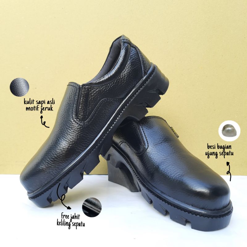 Sepatu safety shoes boots kitchen krisbow kulit pabrik septy slip on