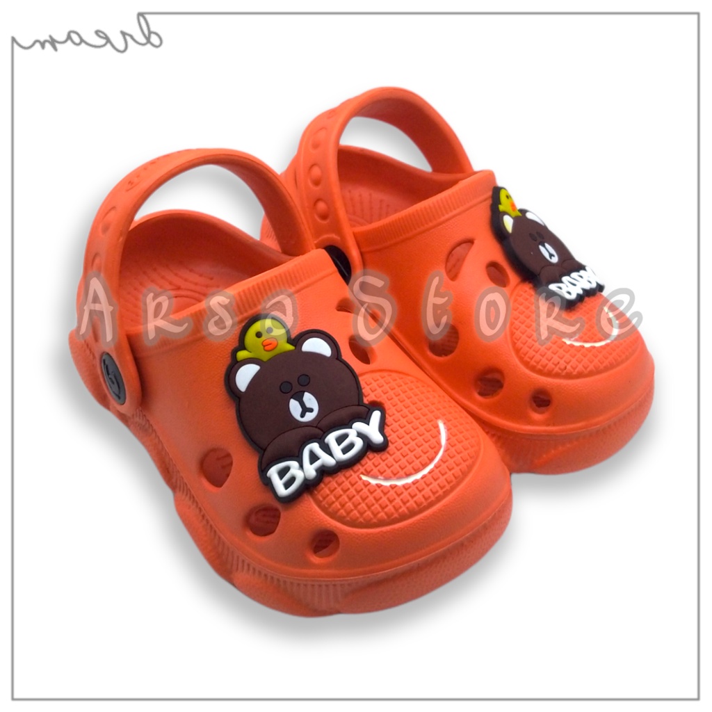 Sendal Baim Anak Tali Belakang / Sandal Sepatu Anak Laki Laki Motif Panda Umur 1 2 3 Tahun Terlaris