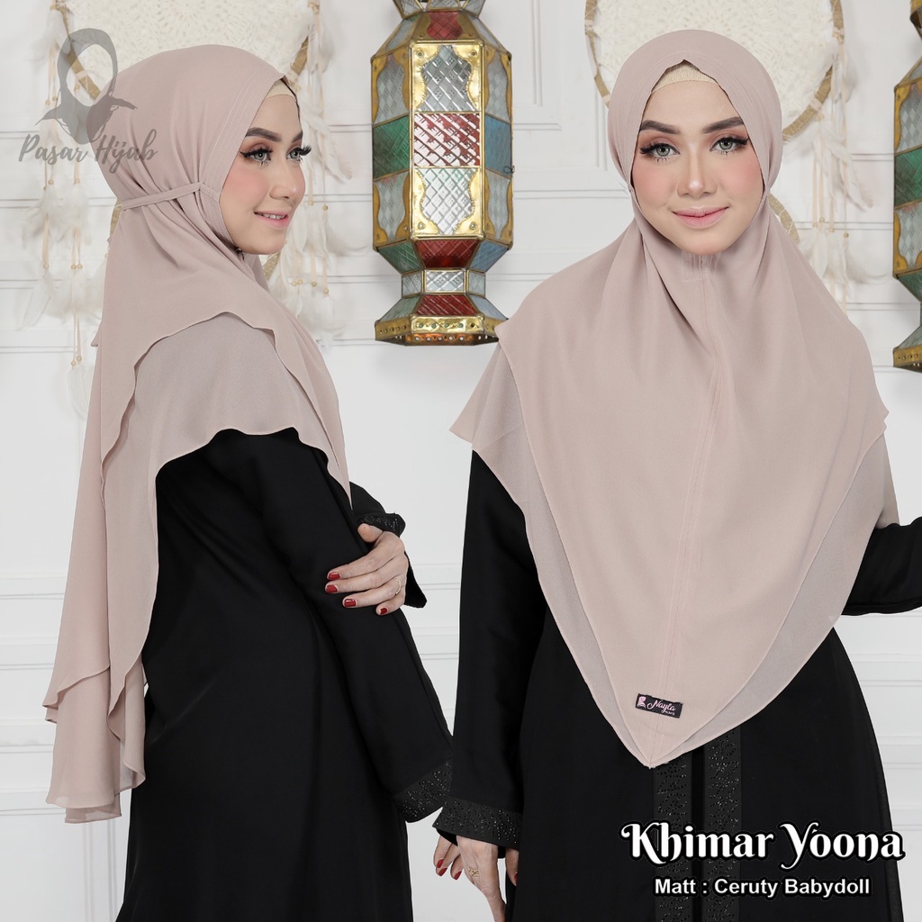 Khimar Yoona Ceruty Babydoll Original By Nayla Hijab Kerudung Ceruty Jumbo Pasar Hija'b