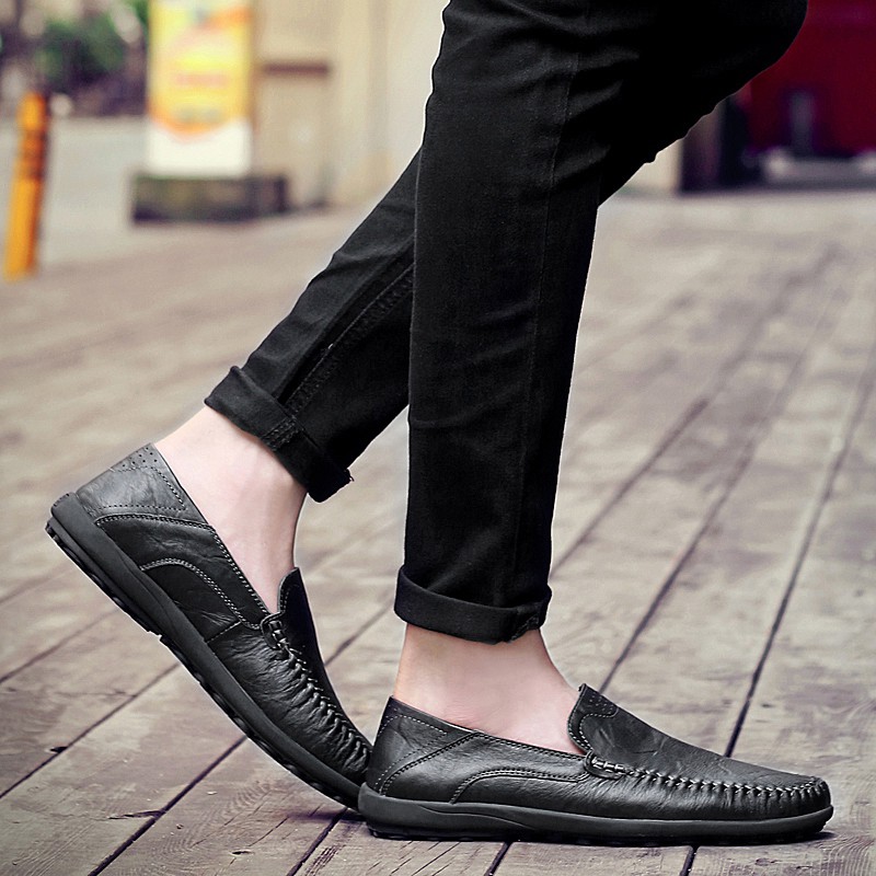 Toread Sepatu Slip On Pria Kulit Sintetis PU Sepatu Kerja Pantofel Pria Sepatu Casual Formal Import Hitam MC408