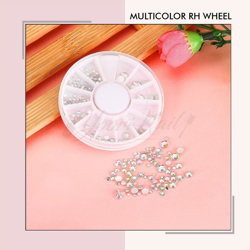 Multicolor rhinestones nail art wheel rhinestone manik hiasan kuku case hp