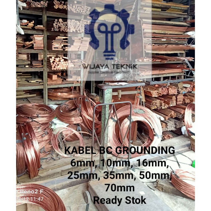 Kabel Grounding Pentanahan BC 6mm Tembaga Asli (Harga Per Meter)