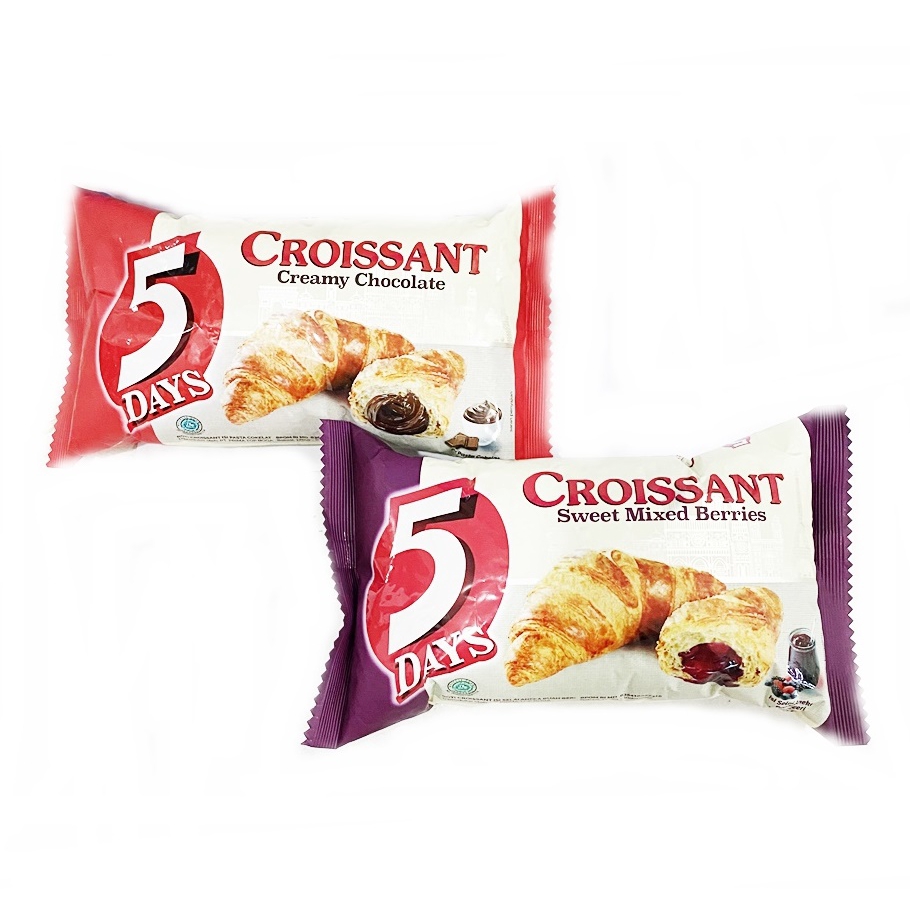 5Days / 5 Days Roti Croissant Creamy Chocolate / Mixed Berries / Srikaya 60 Gram
