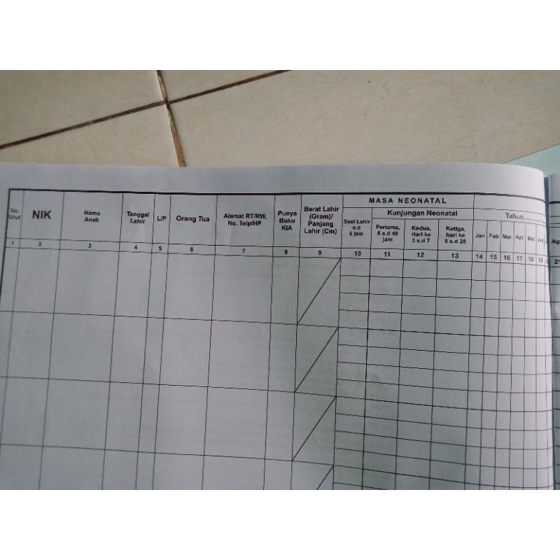 2 buku Register Kohort Bayi