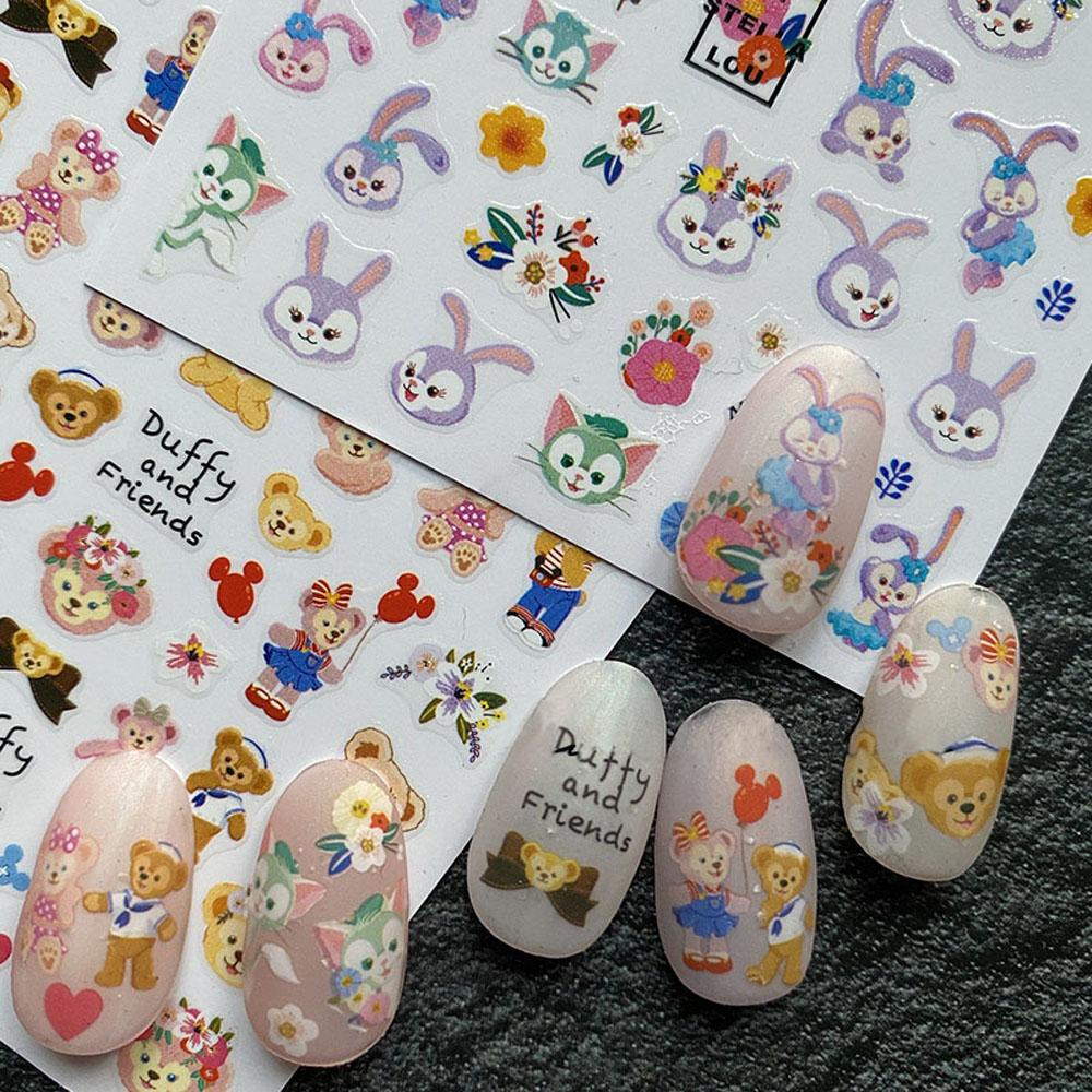Mxbeauty Stiker Nail Art 3D Kartun Duffy Bear StellaLou Manicure Aksesoris