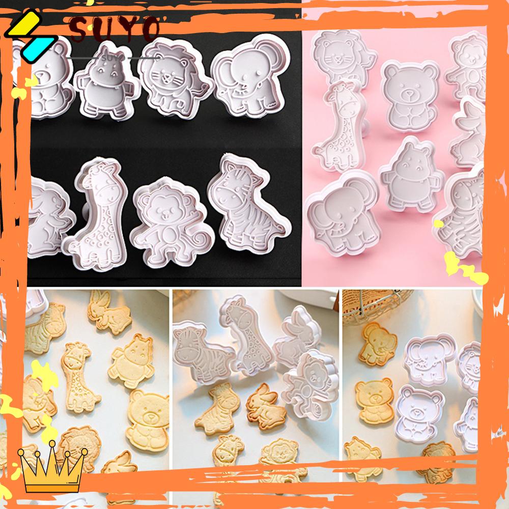 Suyo 4Pcs / Set Cetakan Biskuit / Kue Bentuk Binatang Bahan Plastik