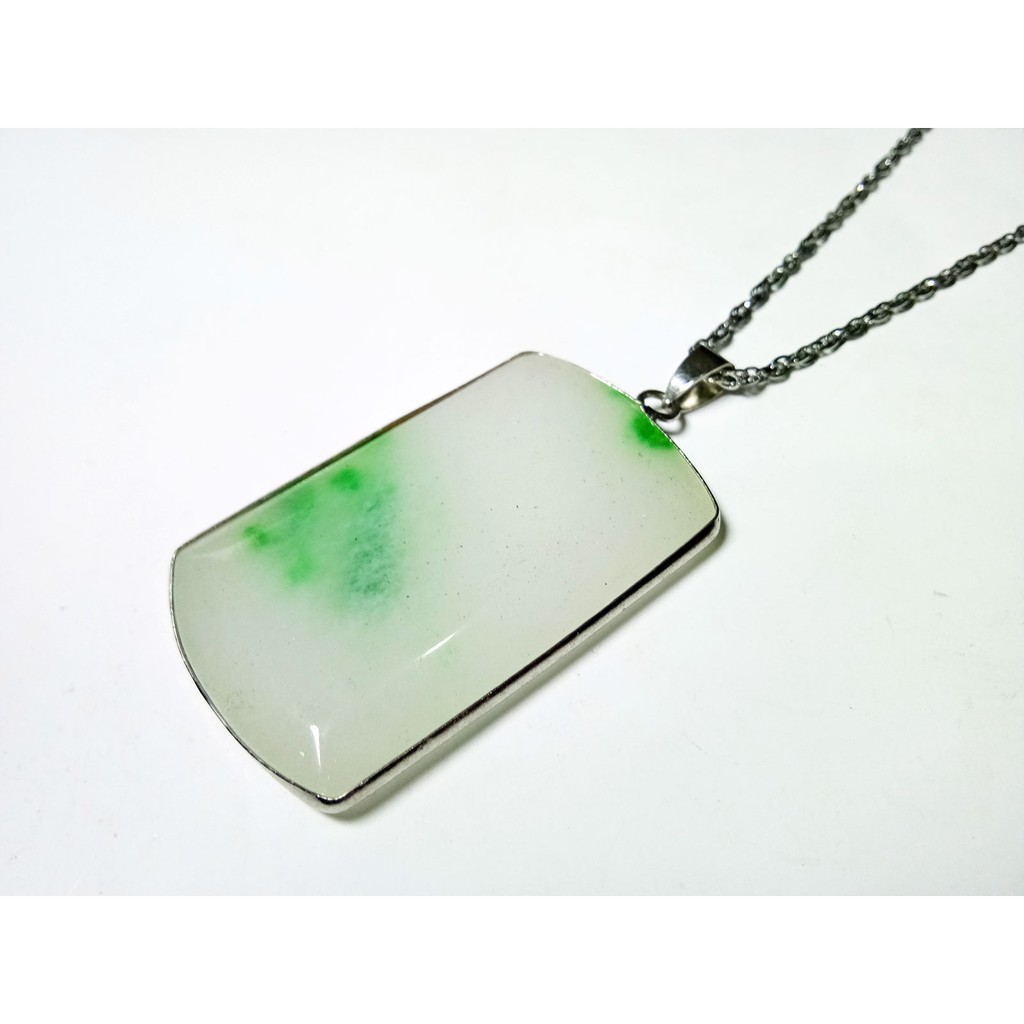 VeE Liontin Batu Giok Putih Hijau Kotak Jumbo - Liontin Terapi Kesehatan