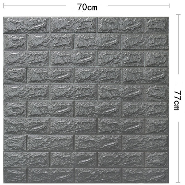 Big Size 70x77cm Wallpaper Dinding 3D ​Motif Batu Bata Putih Sticker Dinding Dekorasi Kamar ​murah Perekat Diri-ZW-5 perak（ 70x77cm）