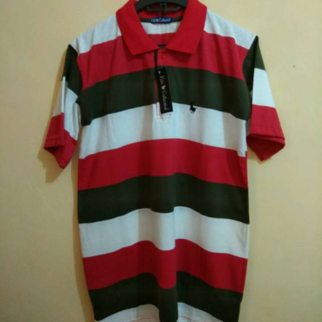 Kaos polo garis-garis