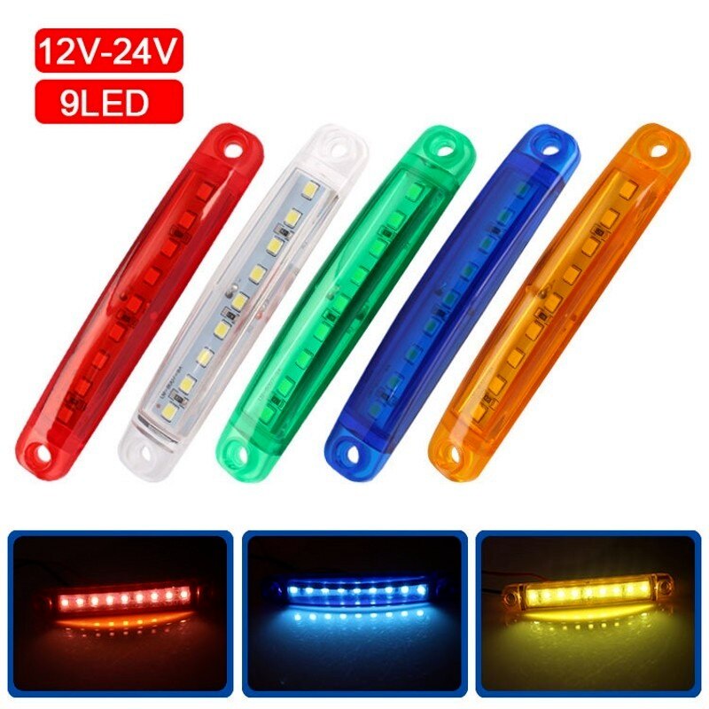 Lampu Peringatan Samping 9-led 12-24v Anti Air Untuk Mobil / Truk