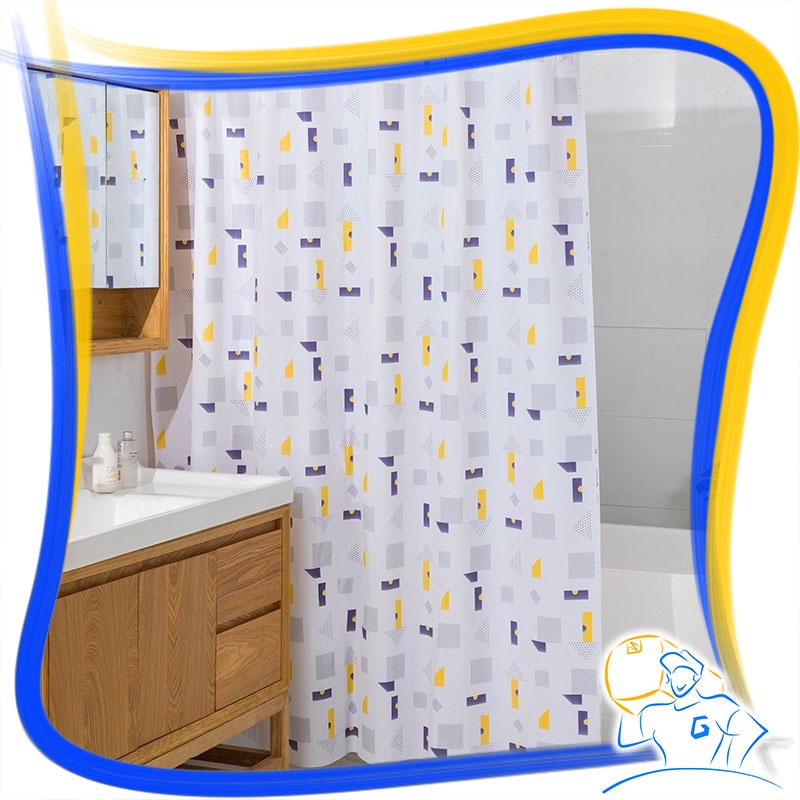 Tirai Kamar Mandi Anti Air Bahan tebal Shower Curtain Gorden Bahan Peva Ukuran 180x180cm High Quality