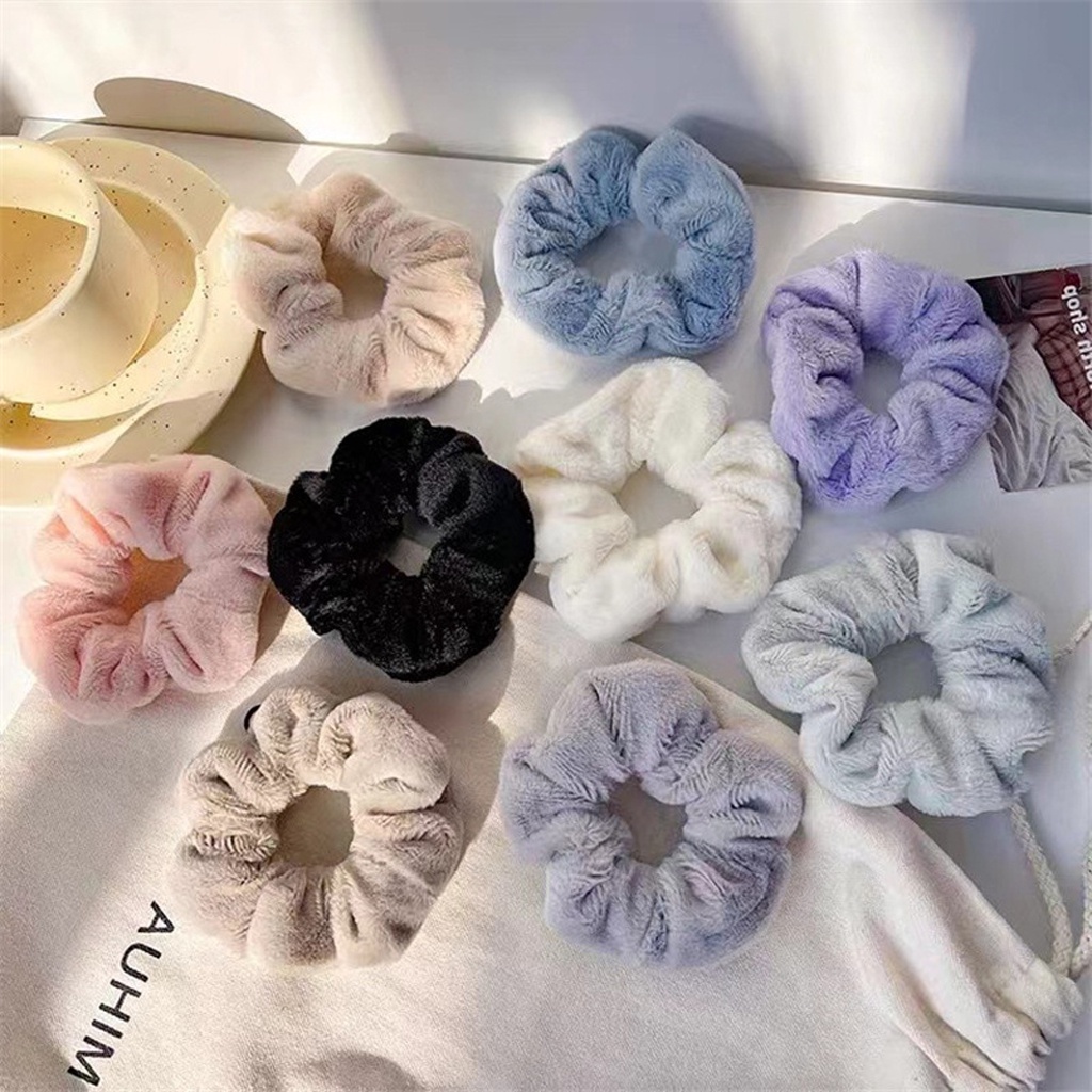 BRGUNIK Ikat Rambut Korea Scrunchie Korean Style Kunciran Rambut Korea Ikat Rambut Anak Aesthetic Scrunchie Rabbit Hair Bulu Halus Hair Band R691 692 693