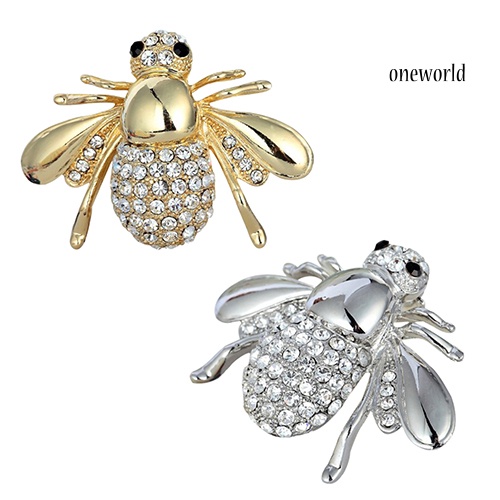 OW@ Women Adorable Honey Bee Brooch Rhinestone Crystal Costume Pin Silver Gold Tone Gift