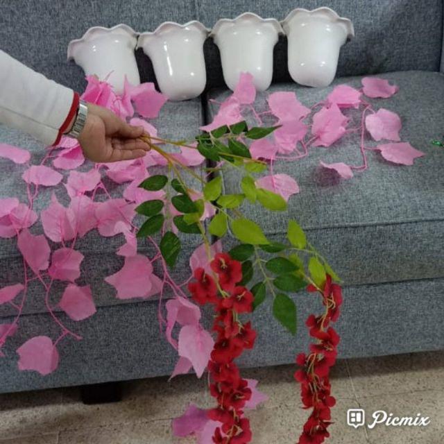 Satuan Agg Pink Panjang/ Daun Rambat Plastik/ Bunga Plastik/ Rumput Plastik/oasis/ Floral Foam