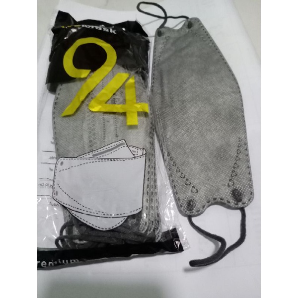 1 Pcs Masker KF94 Korea 4 Ply / KF94 Hitam / KF94 Abu Abu / Masker Medis Wemask