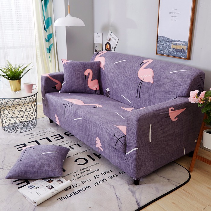 COVER SOFA SEATER Sarung SOFA stretch elastis FLAMINGGO UNGU