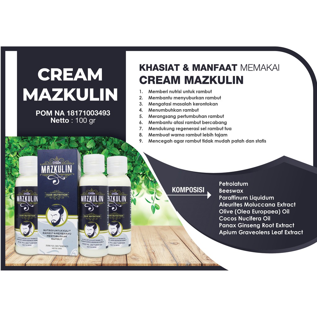 MAZKULIN Cream Nutrisi Penumbuh Penyubur RAMBUT Untuk Pria Wanita Balita Hair ORIGINAL BPOM