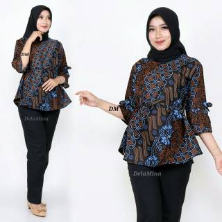 Model Batik Atasan Wanita Motif Blus Sogan Puff 5 Terbaru