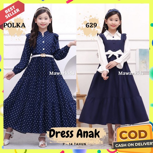 Gamis Anak Perempuan Murah 5-10 Th Delilah Saleha Lebaran Umur Usia 5 6 7 8 9 10 11 12 Tahun Murah (