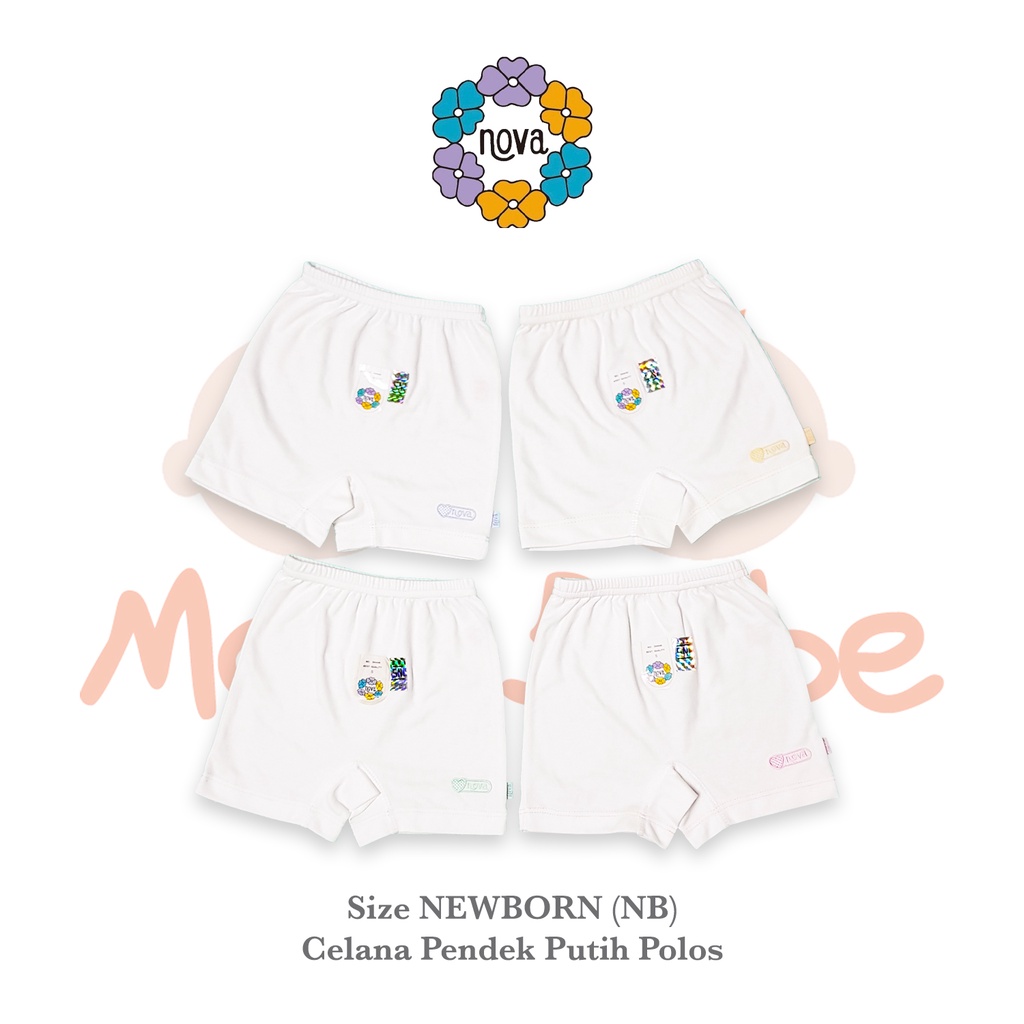 [Size Newborn] Nova Baby Celana Pendek Putih Polos Celana Bayi