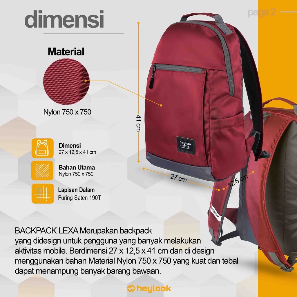 HEYLOOK Project - (Paket Hemat Pelajar) Backpack LEXA Tas Ransel Laptop Pria Wanita Tas Leptop 14-16 inch Tas Punggung Perempuan Tas Sekolah Tas Kuliah Tas Kerja Cowok Terbaru