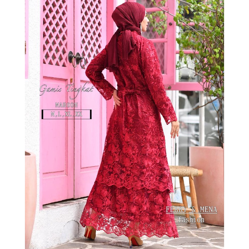 Kadai.baju / Gamis tingkat melayu / Gamis brukat jumbo wanita / Gamis wisuda dan akad