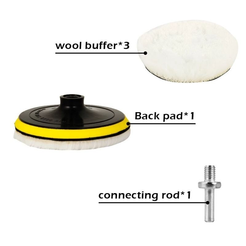 Universal Polisher Pad Wol Poles Wax Buffer Body Mobil 80mm  345IA - Black/White