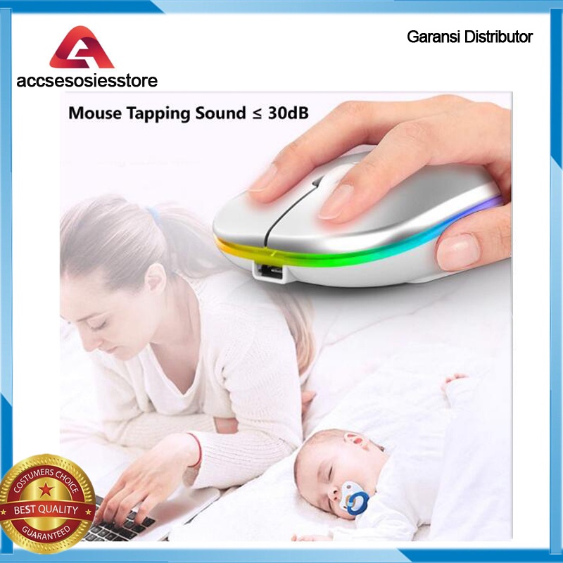 Mouse Wireless Rechargeable Gaming Silent Click nir kabel 3-Speed DPI 1600 DPI RGB LED Backlit Isi Ulang Mouse Gaming Ergono Rubber Roller Anti-slip Mouse Wireless RGB Murah Original Fantech