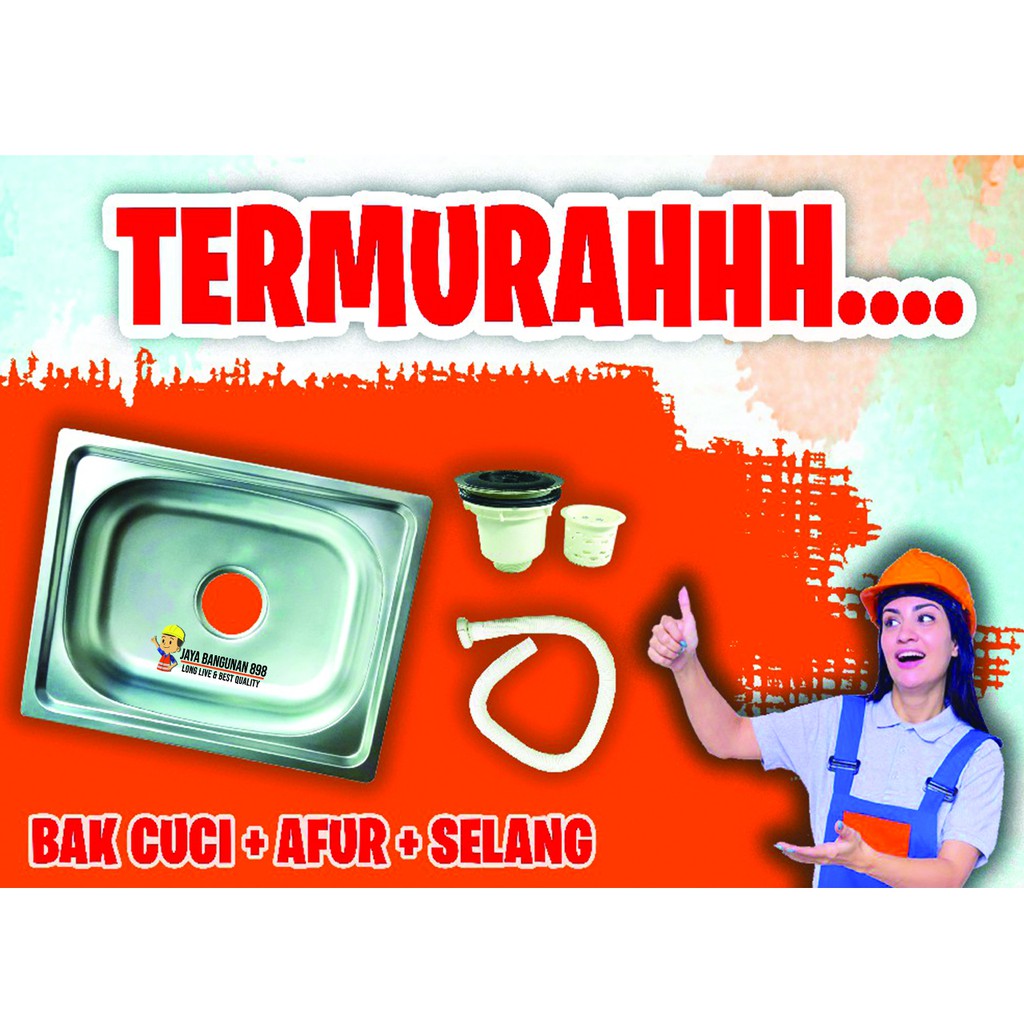 BAK CUCI PIRING STAINLESS / SINK CUCI PIRING / BAK CUCI PIRING 1 LUBANG / BAK CUCI PIRING FREE AFUR / KHUSUS KURIR REGULER