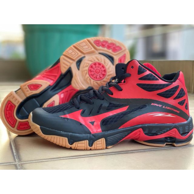 (BAYAR DITEMPAT) ERS SEPATU VOLY MIZUNO WLZ 3 MID BLACKRED PREMIUM VIETNAM IMPORT OLAHRAGA VOLLY PRI