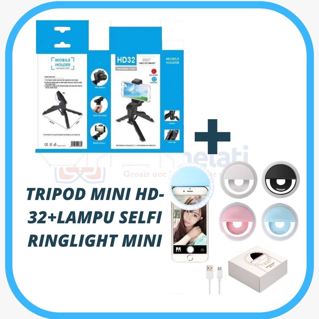 Tripod Mini HD-32 Stand Handphone Holder Tripod 360  - Tripod HD32 - Tripod hp/ PAKET TRIPOD HD-32+ 