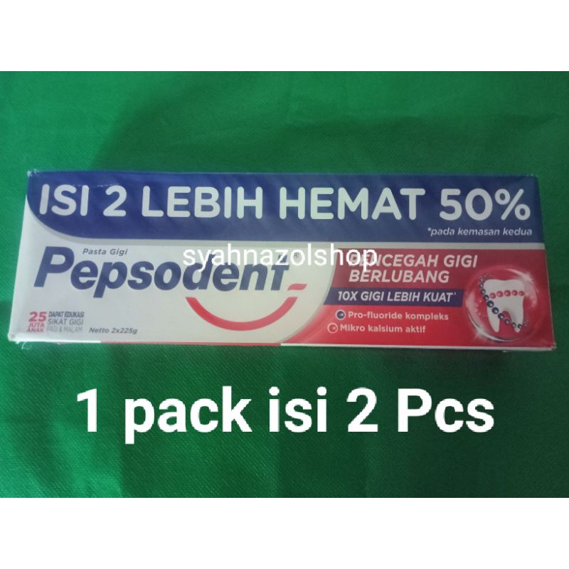 Pepsodent/Jumbo/isi 2/Paket hemat/odol/Pasta gigi/225gr/