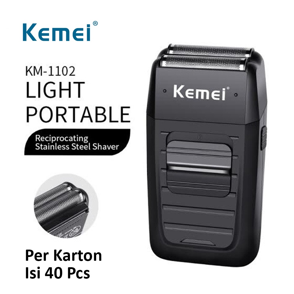 GROSIR Kemei KM-1102 Isi 40 Pcs Dus Karton Shaver Cukur Kumis Jenggot