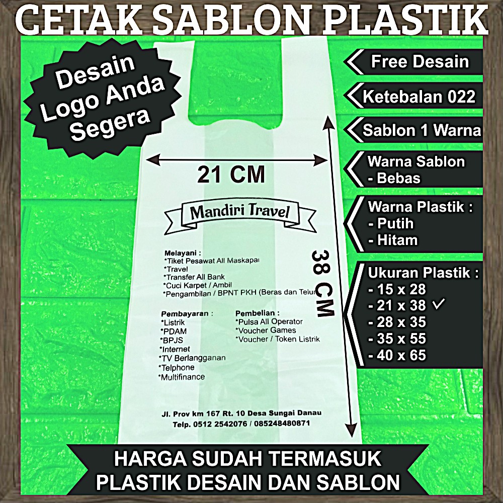 Cetak Sablon Tas Plastik Kresek Kemasan Packing Ukuran 