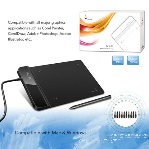 XP-Pen Smart Graphics Drawing Pen Tablet w/ Passive Pen - Hitam