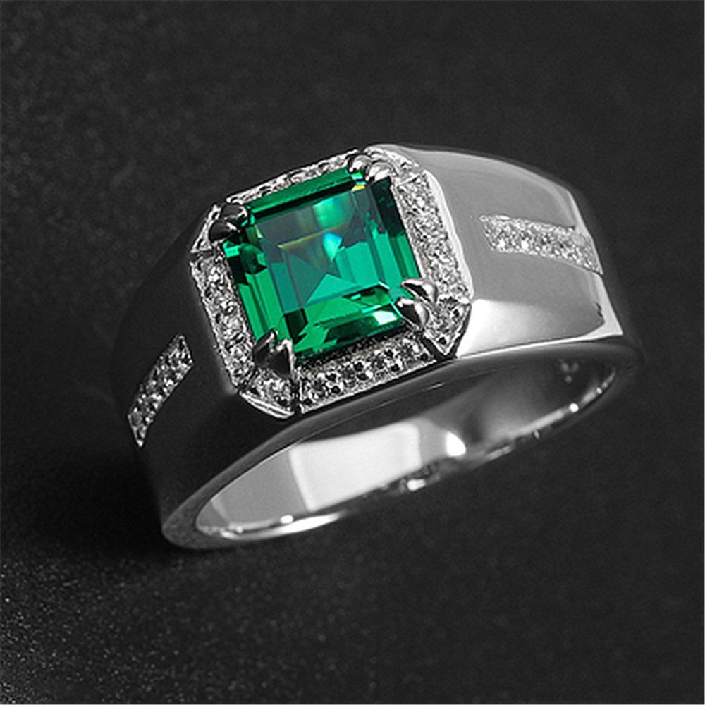 Cincin Berlian Zamrud Platinum Safir Perak Fashion Pria Wanita Kristal Rings