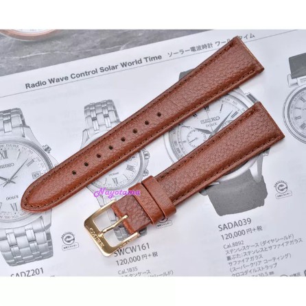 18mm SEIKO Leather Strap Tali Jam Tangan Kulit Coklat Buffalo