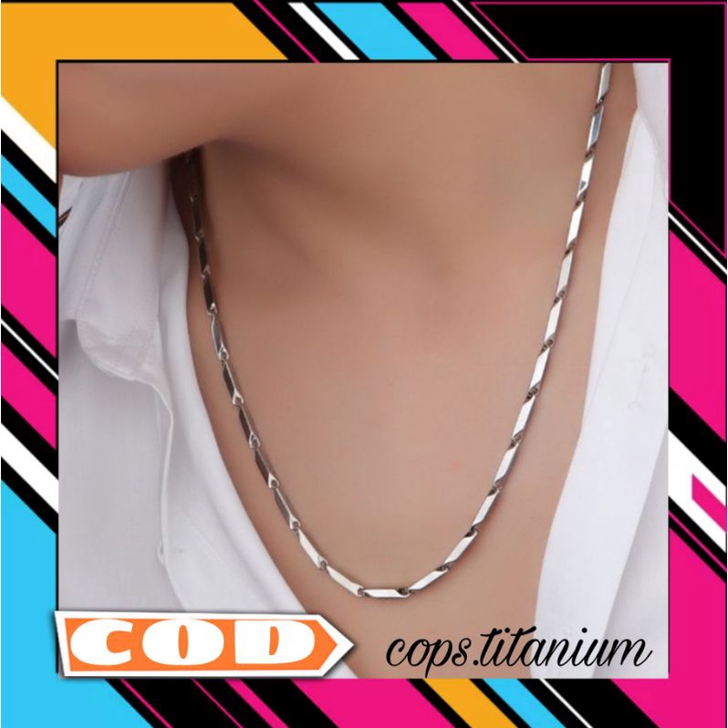 KALUNG TITANIUM TERBARU RANTAI PADI KECIL PRIA