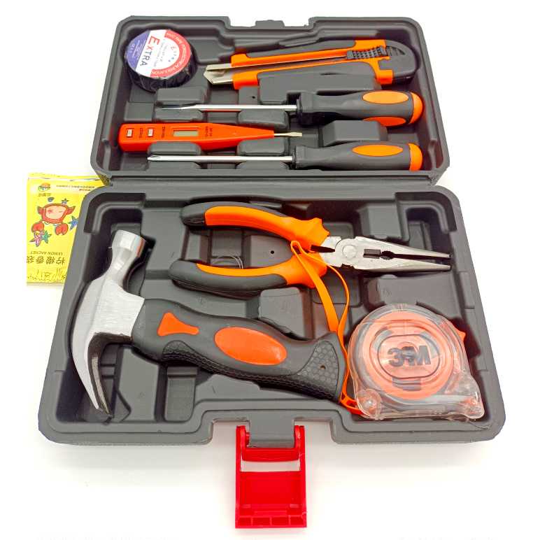 Alat Set Perkakas Tang Palu Obeng Cutter Meteran 8 in 1 / Set Perkakas Rumah Tukang Bangunan Kayu Bengkel Terkiro / Alat Peralatan Tukang Pertukangan Perkakas Bangunan Kayu Listrik Multifungsi Lengkap / Tool Set / Paket Palu Obeng Kembang Pipih Cutter